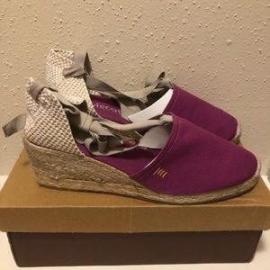 Viscata espadrille lace wedges in Peony, size 39 (W8).
